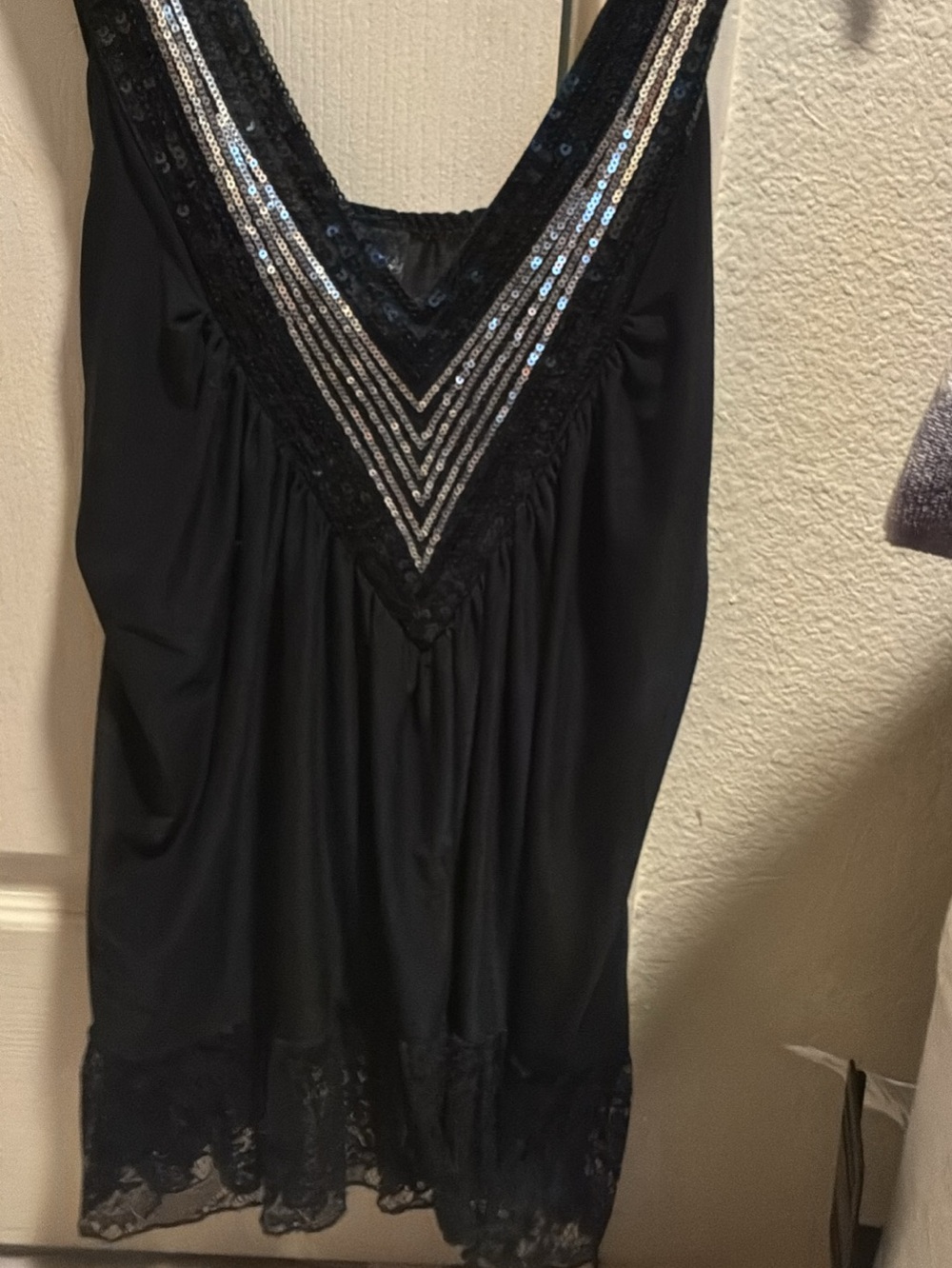 Daytrip Black V-Neck Sequin Trim Camisole